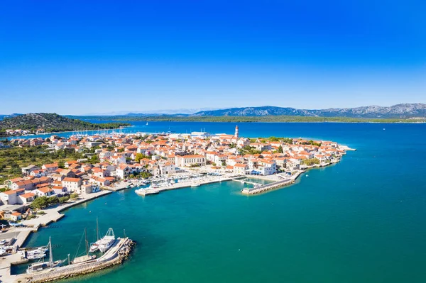 Piękne Chorwackie Wybrzeże Wyspa Murter Betina Powietrza Dalmacja Chorwacja — Zdjęcie stockowe