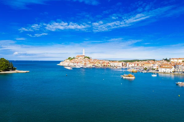 Croacia Istria Vista Panorámica Del Casco Antiguo Rovinj Costa Del —  Fotos de Stock