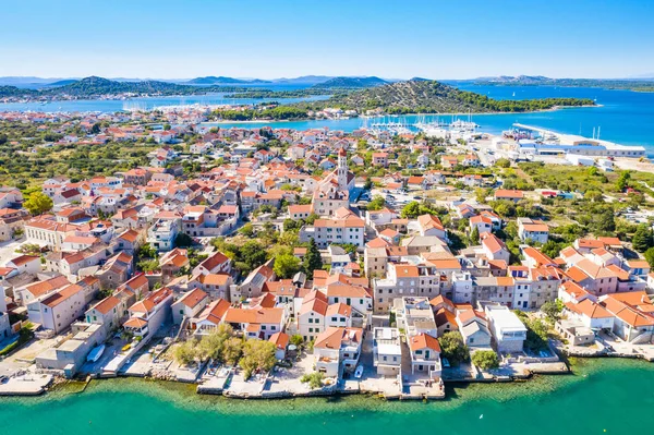 Adriatische Kust Murter Eiland Stad Betina Vanuit Lucht Dalmatië Kroatië — Stockfoto