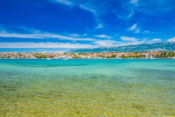 Adriatycki Brzeg Morza Chorwacji Wyspie Pag Piękna Piaszczysta Plaża Miejscowości — Zdjęcie stockowe