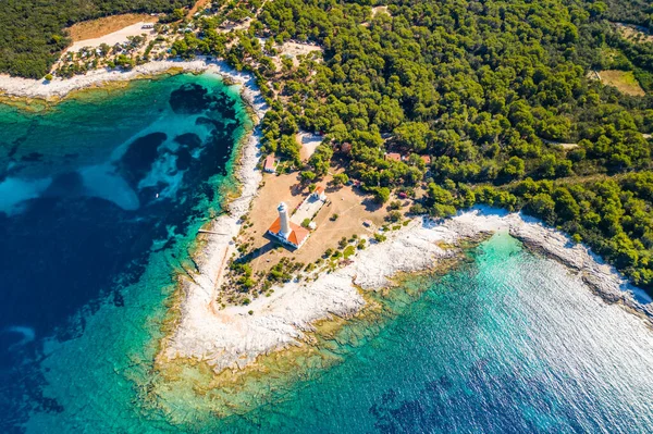 Schönes Kroatien Spektakuläre Adriaküste Leuchtturm Veli Rat Auf Der Insel — Stockfoto