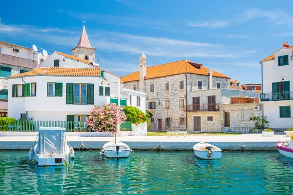 Barcos Puerto Deportivo Casco Antiguo Pirovac Costa Adriática Croacia Destino — Foto de Stock