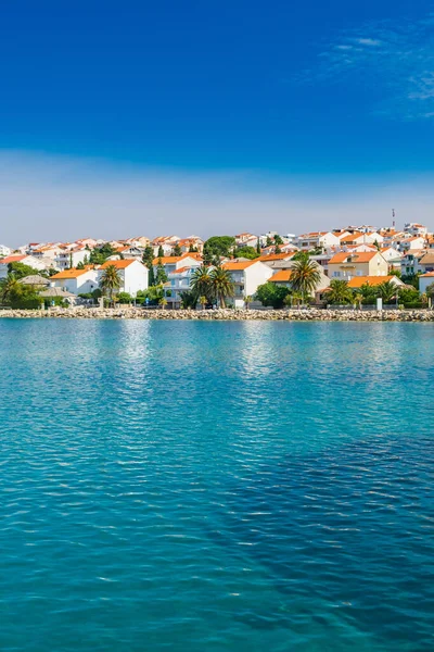 Croacia Ciudad Turística Novalja Isla Pag Mar Turquesa Primer Plano — Foto de Stock