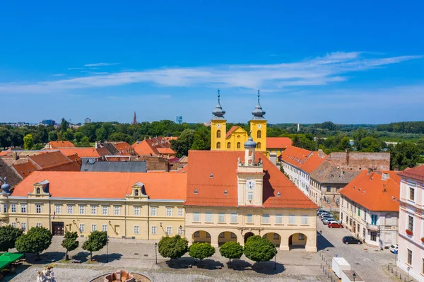 Vue Aérienne Vieille Ville Osijek Place Sainte Trinité Tvrdja Croatie — Photo