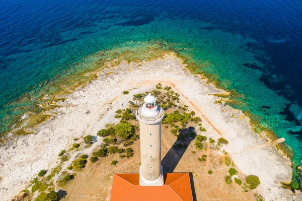 Croatie Incroyable Paysage Marin Spectaculaire Vue Aérienne Tour Phare Veli — Photo