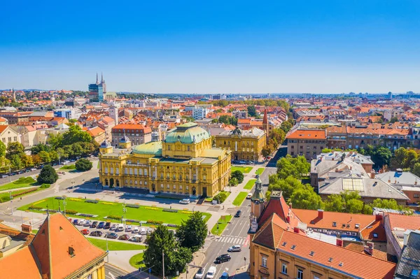 Hırvatistan Zagreb Kenti Anıtsal Ulusal Tiyatro Turizm Beldesi Dan Şehir — Stok fotoğraf