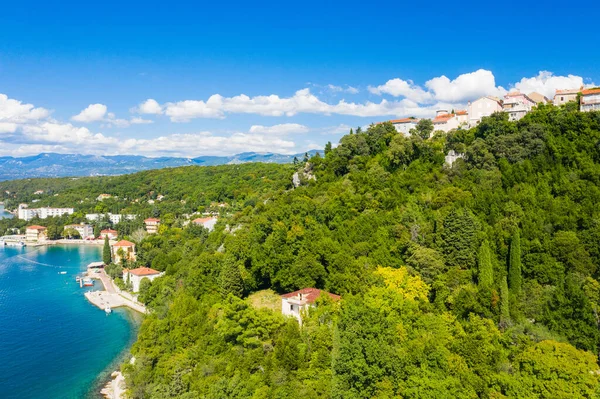 Drone Luchtfoto Uitzicht Het Eiland Krk Prachtige Adriatische Kust Stad — Stockfoto