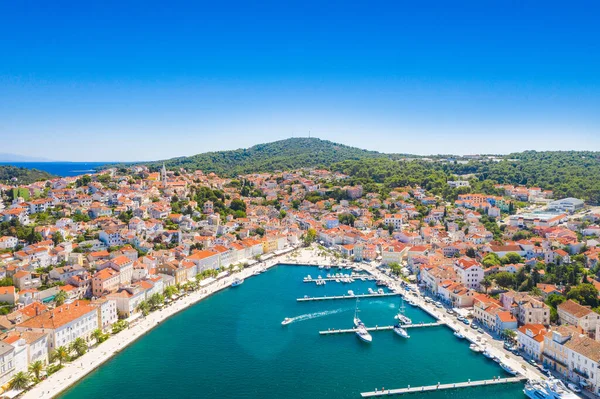 Widok Powietrza Miasto Mali Losinj Wyspie Losinj Chorwacja Przystań Żaglówki — Zdjęcie stockowe