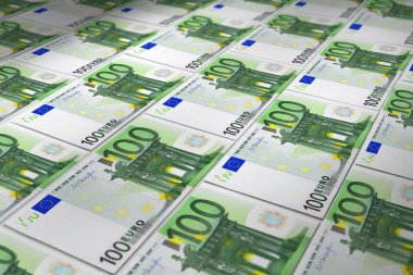 Banknotların yüzeyi tam kare Euro 100 yeşil arka plan recto