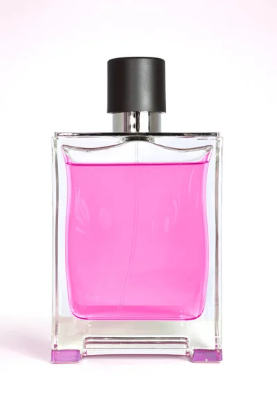 香水瓶隔离粉红色没有背景 — 图库照片