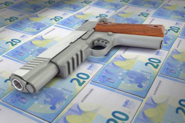 Banknotlar 20 euro verso geri silah kaçakçılığı kirli para full frame kavramı