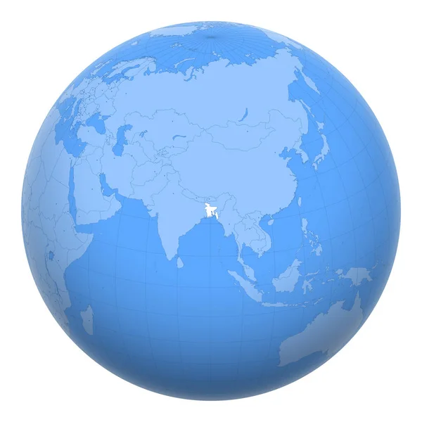 Bangladéš Zeměkouli Země Soustředila Místo Bangladéšské Lidové Republice Mapa Bangladéše — Stockový vektor