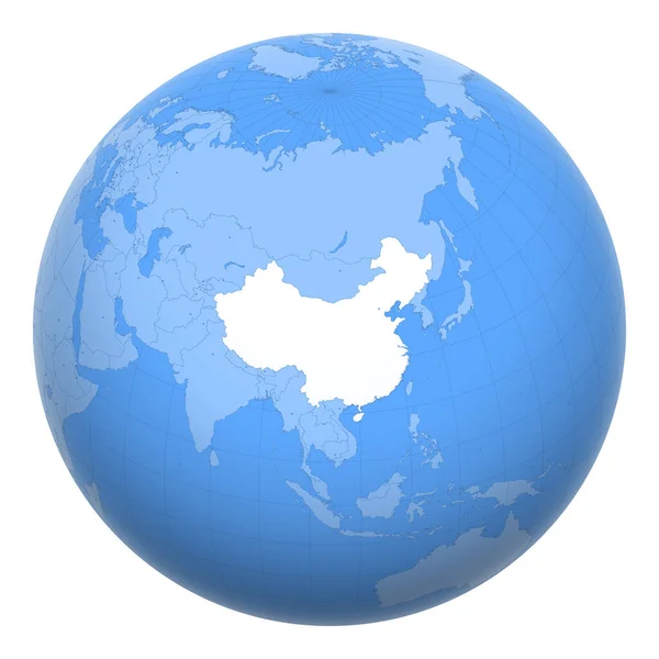 Dünya üzerindeki Çin. Dünya, Çin Halk Cumhuriyeti 'nin (PRC) merkezidir. Çin haritası. Başkent katmanı içerir.
