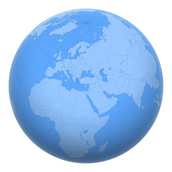 세계의 키프로스 지구는 키프로스 공화국의 위치를 중심으로 있었다 키프로스 경계를 — 스톡 벡터