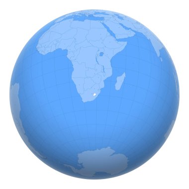 Dünyanın Lesotho 'su. Dünya Lesotho Krallığı 'nın merkezindedir. Lesotho Haritası. Başkent katmanı içerir.