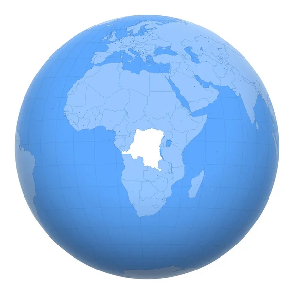 Democratic Republic Congo Drc Droc Congo Kinshasa Globe Earth Centered — Stock Vector