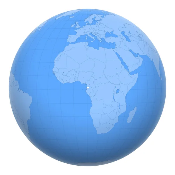 世界の赤道ギニア 赤道ギニア共和国の位置を中心とした地球 赤道ギニアの地図 資本都市の層が含まれています — ストックベクタ