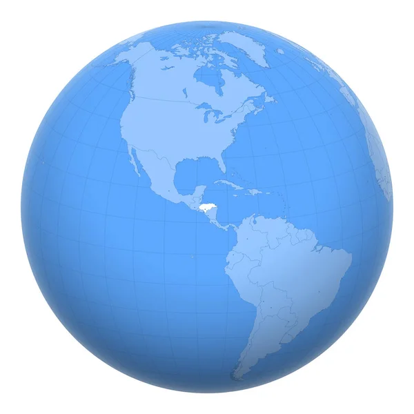 洪都拉斯在全球 地球的中心是洪都拉斯共和国的位置 洪都拉斯地图 包括与首都的层 — 图库矢量图片