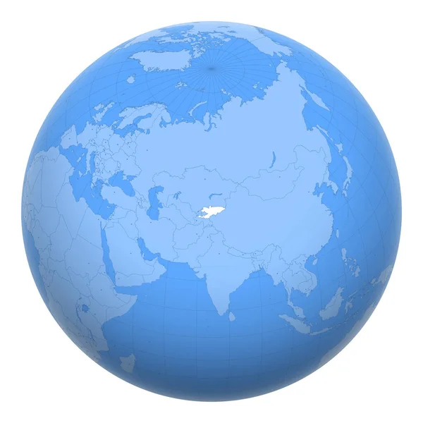 Кыргызстан Киргизия Земном Шаре Земля Сосредоточена Местонахождении Кыргызской Республики Карта — стоковый вектор