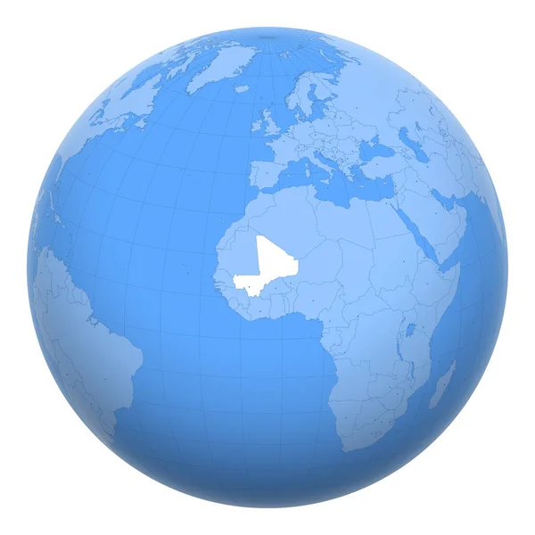 Dünya Üzerindeki Mali Dünya Mali Cumhuriyeti Nin Merkezindedir Mali Haritası — Stok Vektör