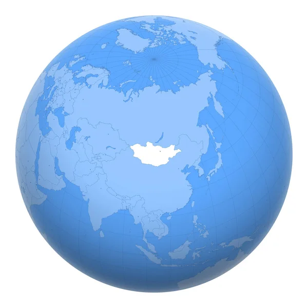 Mongolie Sur Globe Terre Centrée Sur Emplacement Mongolie Carte Mongolie — Image vectorielle