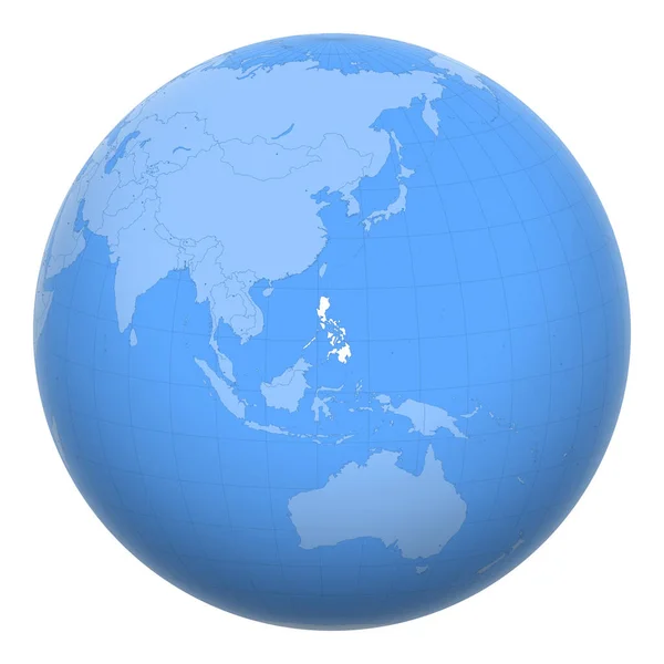 菲律宾在全球 地球的中心是菲律宾共和国的位置 菲律宾地图 包括与首都的层 — 图库矢量图片