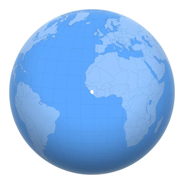 塞拉利昂 在全球 地球的中心是塞拉利昂共和国的位置 塞拉利昂地图 包括与首都的层 — 图库矢量图片