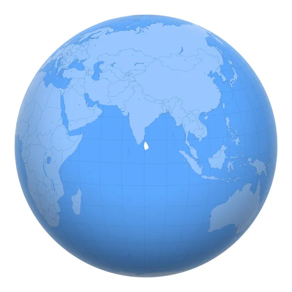 全球的斯里兰卡 地球的中心是斯里兰卡民主社会主义共和国的所在地 斯里兰卡地图 包括与首都的层 — 图库矢量图片