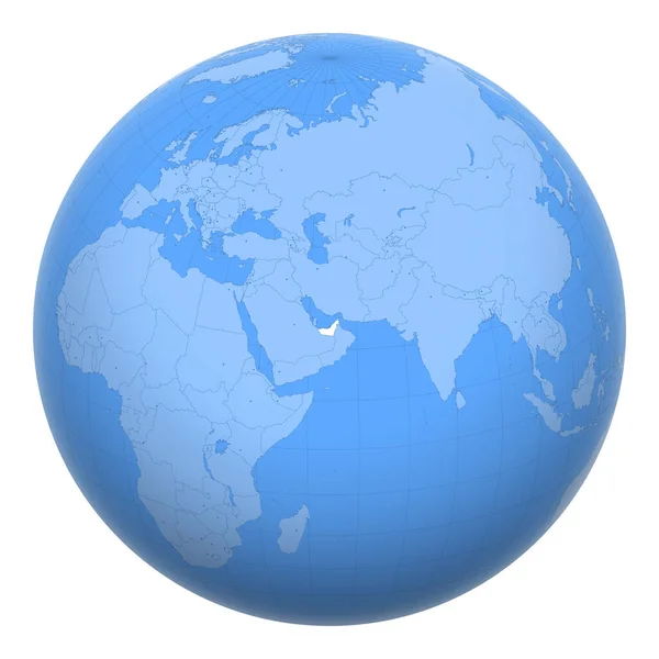 에미레이트 Uae 지구는 아랍에미리트 연합의 위치를 중심으로 에미레이트 경계를 포함함 — 스톡 벡터