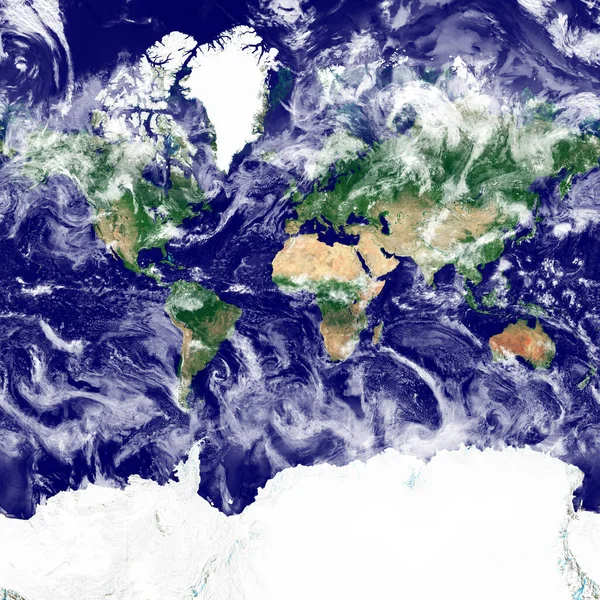 Web Mercator projeksiyonundaki dünya dokusu. Dünya 'nın uydu görüntüsü. Gezegenin yüksek çözünürlüklü dokusu ve kabartma gölgelemesi (toprak topoğrafyası) ve atmosferi (bulutlar)).