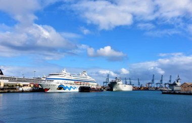 Las Palmas Grancanaria İspanya 2018 Kasım, gemi iskeleye Port