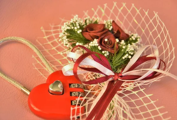 Wedding Bouquet Flowers Red Castle Symbolizing Infinite Loyalty Love — Stock Photo, Image
