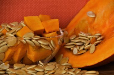 taze çiğ kabak ve tohum yakın çekim