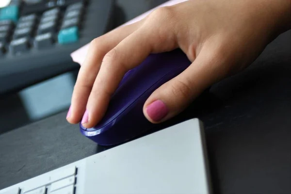 Computer Wireless Mouse Calculator Laptop — Stock Photo, Image