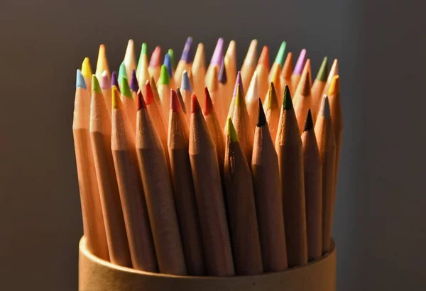 Set Wooden Colored Pencils — Stock Photo, Image