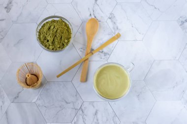 Matcha yeşil çay enerji ve sağlık yararları zevk için lezzetli bir yoldur. Matcha antioksidanlar ile dolu bir yeşil çay yaprağı tozudur. Yatay yönlendirme