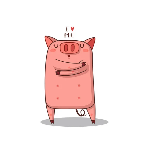 Very Happy Pig Hugs — Stock Vector