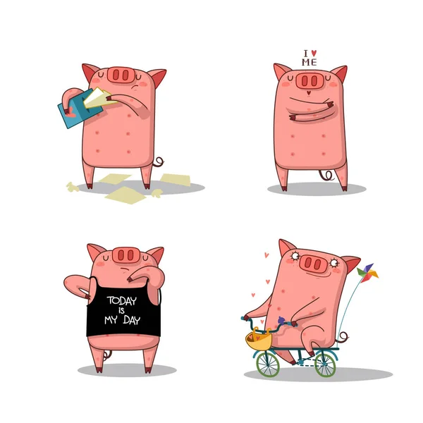 Büyük set mutlu domuz