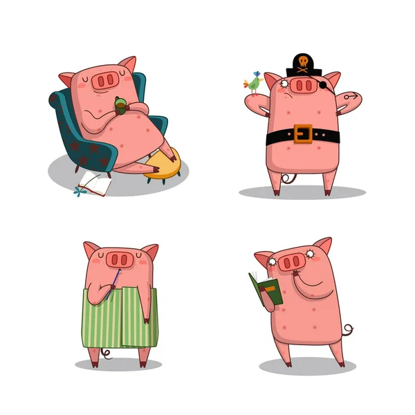 Zestaw Happy Pig Big — Wektor stockowy