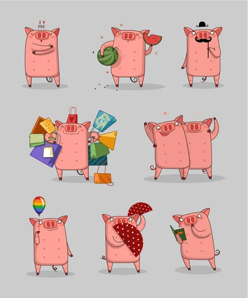 Büyük set mutlu domuz