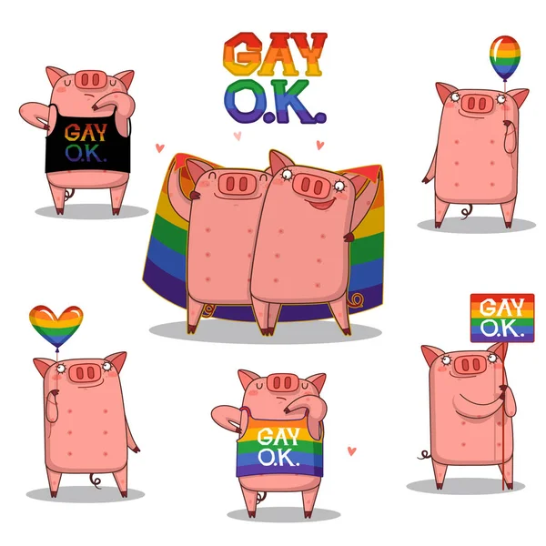 同性愛者のカップルが立っていると 大きな虹のフラグを保持しています Lgbt プライド概念ベクトル — ストックベクタ