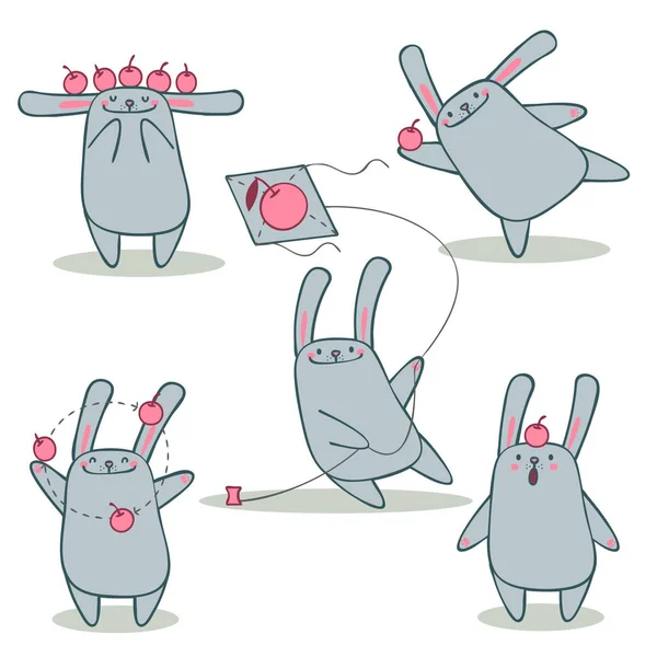 Happy Bunny Set Vektor — Stockový vektor