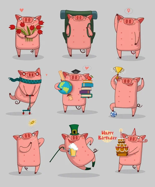 Büyük set mutlu domuz