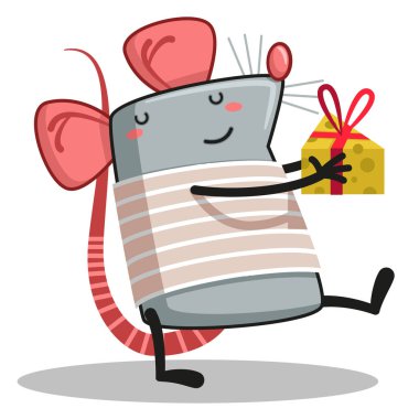 rat with a gift in hand