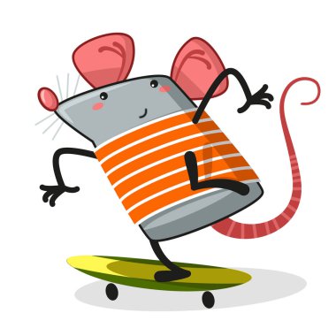 Sıçan ve paten kurulu. Çizgi film - vektör