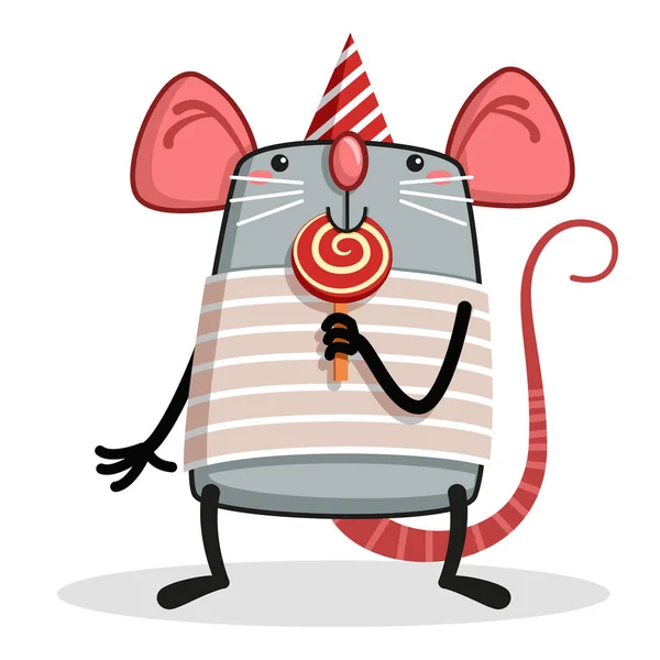 Ładny Zabawny Szczur Smaczne Cukierki — Wektor stockowy