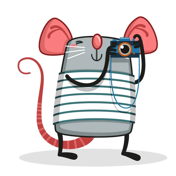 Ładny Szczur Robienie Zdjęć Kamery — Wektor stockowy