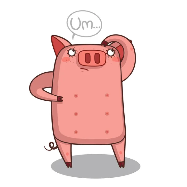 Cochon Suspecté Cochon Pense Illustration — Image vectorielle