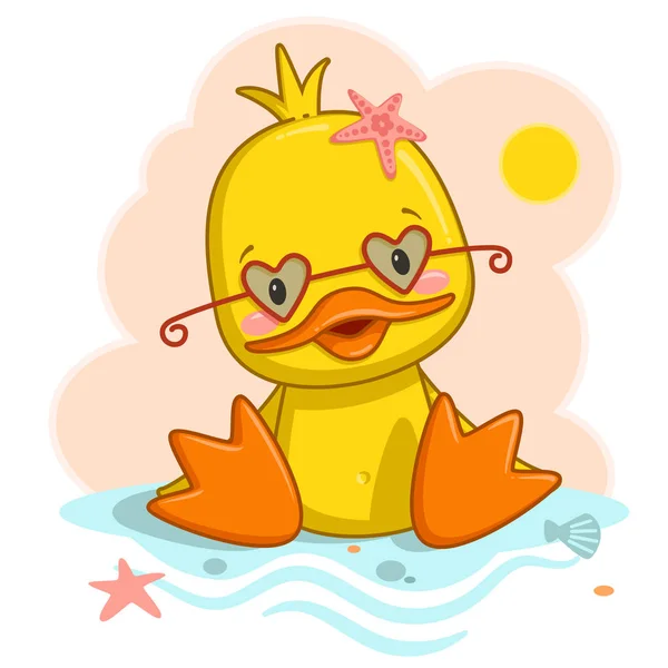 Cute Duck Bech — Wektor stockowy