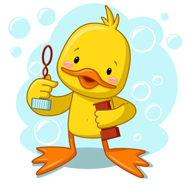 鸭吹泡泡 — 图库矢量图片